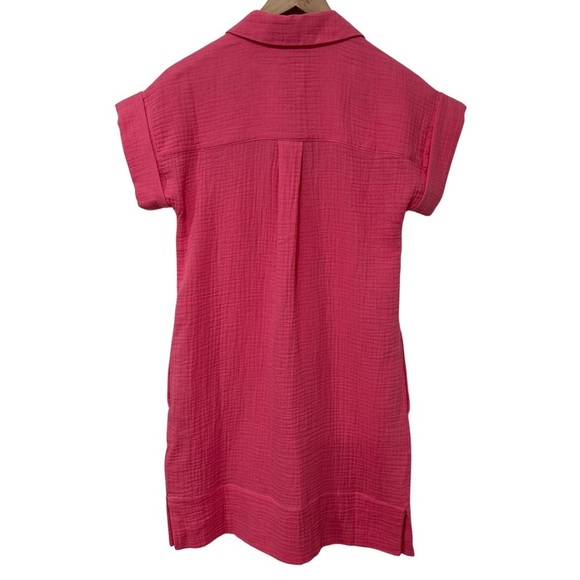 J. Crew Short Sleeve Cotton Gauzy Popover Dress XXS Pink Barbiecore Beachy NWT - Picture 7 of 7